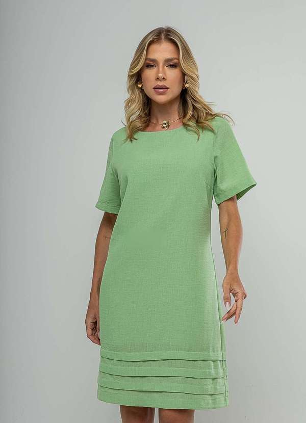 Salvatore Fashion - Vestido Curto com Pregas na Barra Verde 2