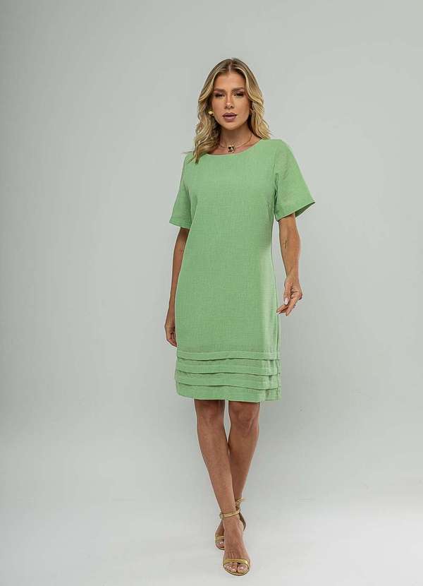 Salvatore Fashion - Vestido Curto com Pregas na Barra Verde 3