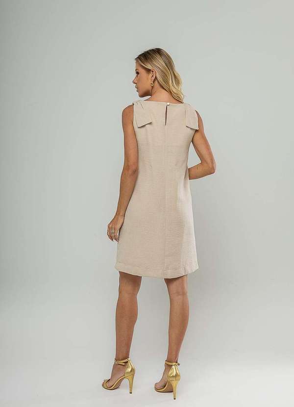 Salvatore Fashion - Vestido Curto Regata com Laço nos Ombros Bege 4