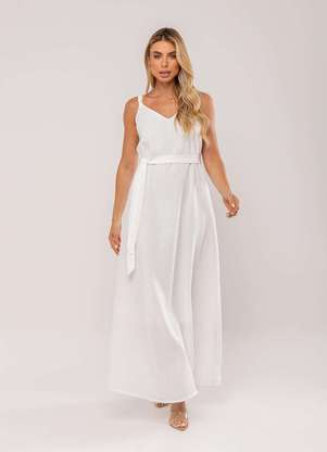 Salvatore Fashion - Vestido Longo com Faixa na Cintura - SALVATORE FASHION