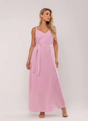 Salvatore Fashion - Vestido Longo com Faixa na Cintura - SALVATORE FASHION