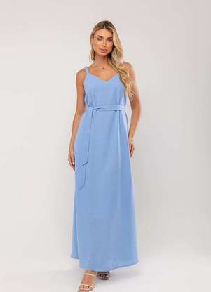 Salvatore Fashion - Vestido Longo com Faixa na Cintura - SALVATORE FASHION