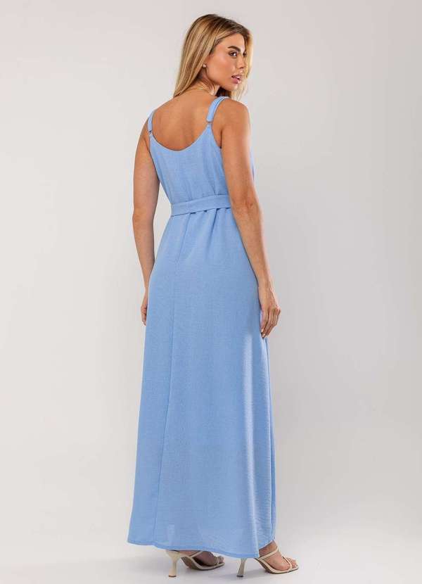 Salvatore Fashion - Vestido Longo com Faixa na Cintura Azul 6