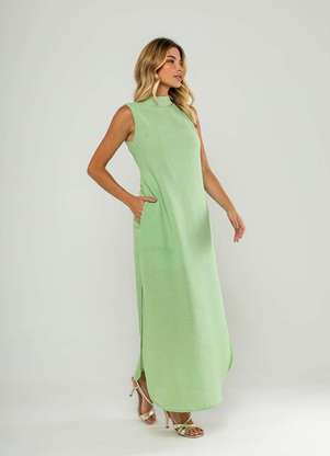 Salvatore Fashion - Vestido Longo Gola Alta e Fenda Lateral - SALVATORE FASHION