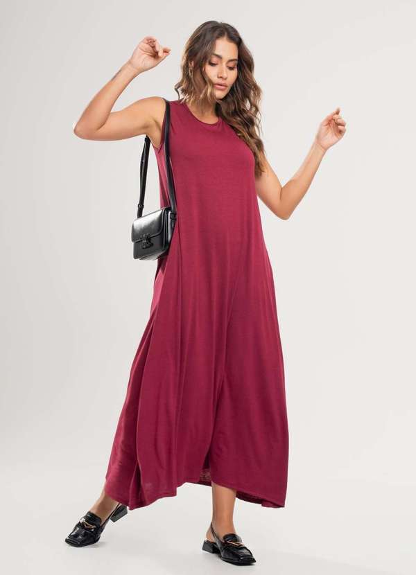Salvatore Fashion - Vestido Longo Regata com Bolsos Vermelho