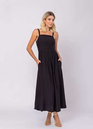 Salvatore Fashion - Vestido Midi Alfaiataria Bolsos - SALVATORE FASHION