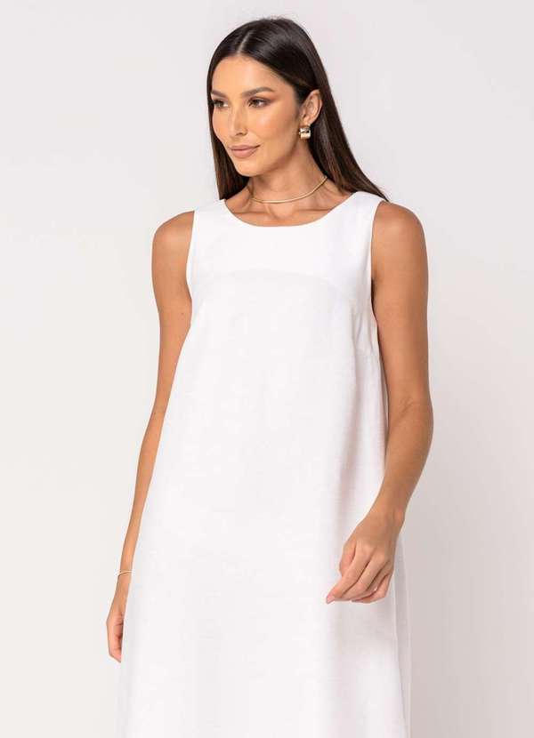Salvatore Fashion - Vestido Midi Alfaiataria Fendas Laterais com Faixa Branco 8