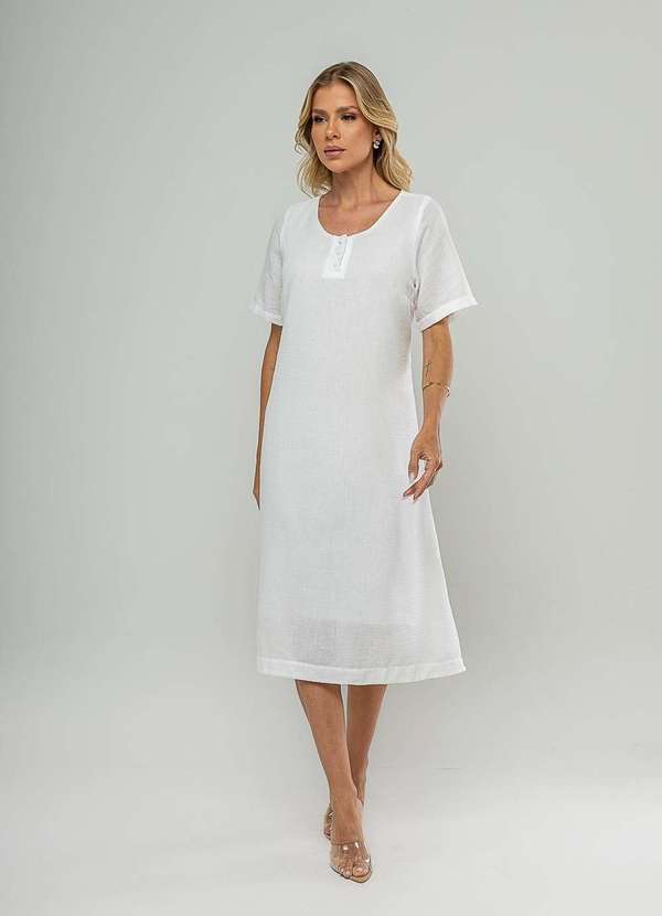 Salvatore Fashion - Vestido Midi Botões Frontais Branco
