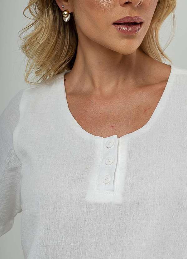 Salvatore Fashion - Vestido Midi Botões Frontais Branco 2