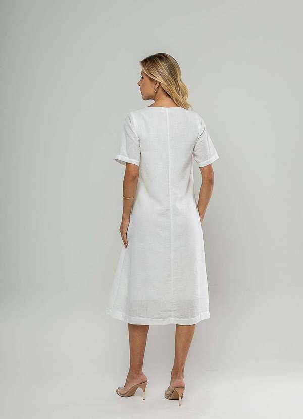 Salvatore Fashion - Vestido Midi Botões Frontais Branco 3