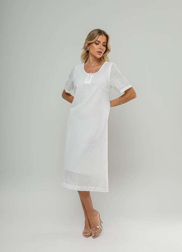 Salvatore Fashion - Vestido Midi Botões Frontais Branco 4