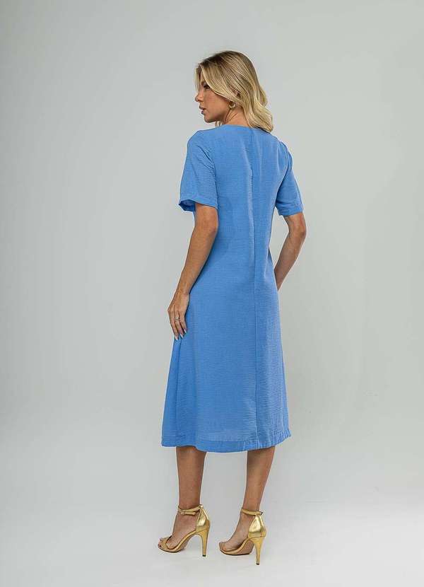 Salvatore Fashion - Vestido Midi Botões Frontais Azul 2