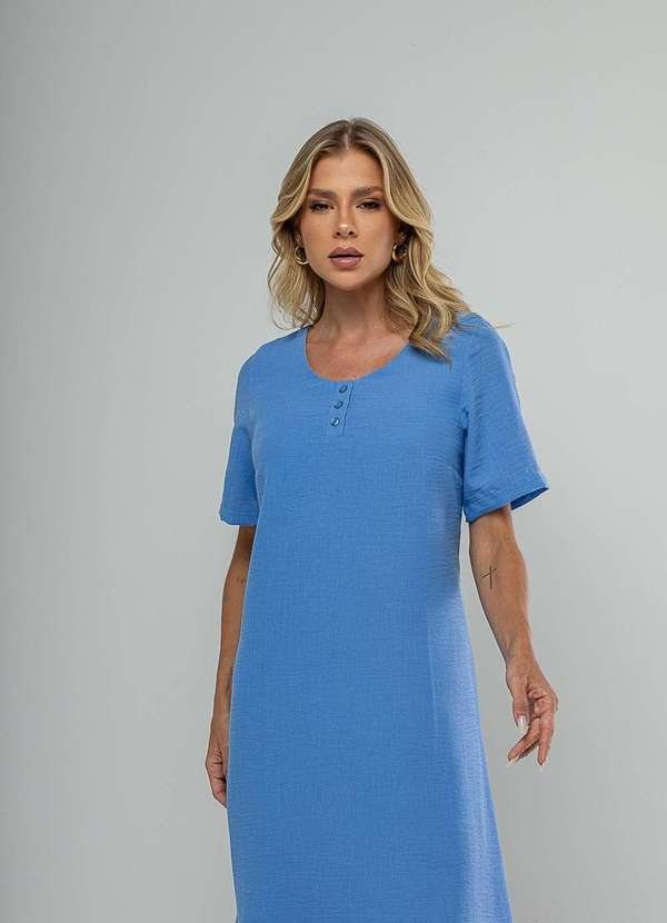 Salvatore Fashion - Vestido Midi Botões Frontais Azul 4