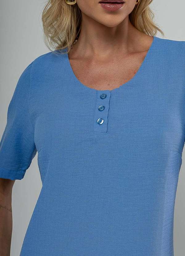 Salvatore Fashion - Vestido Midi Botões Frontais Azul 5