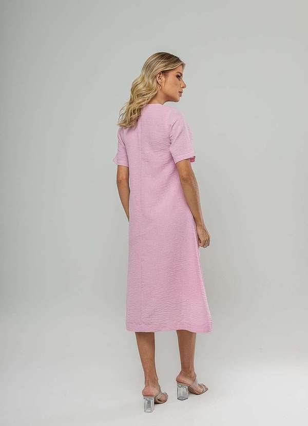 Salvatore Fashion - Vestido Midi Botões Frontais Rosa 3