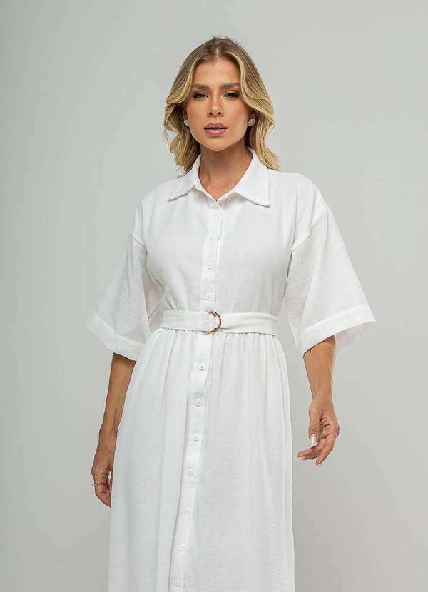 Salvatore Fashion - Vestido Midi Chemise com Cinto Branco 4