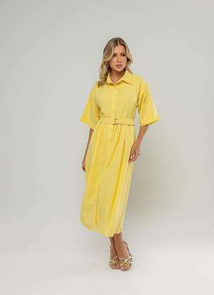 Salvatore Fashion - Vestido Midi Chemise com Cinto - SALVATORE FASHION