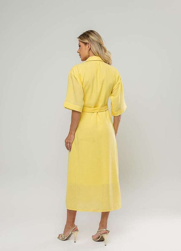 Salvatore Fashion - Vestido Midi Chemise com Cinto Amarelo 2