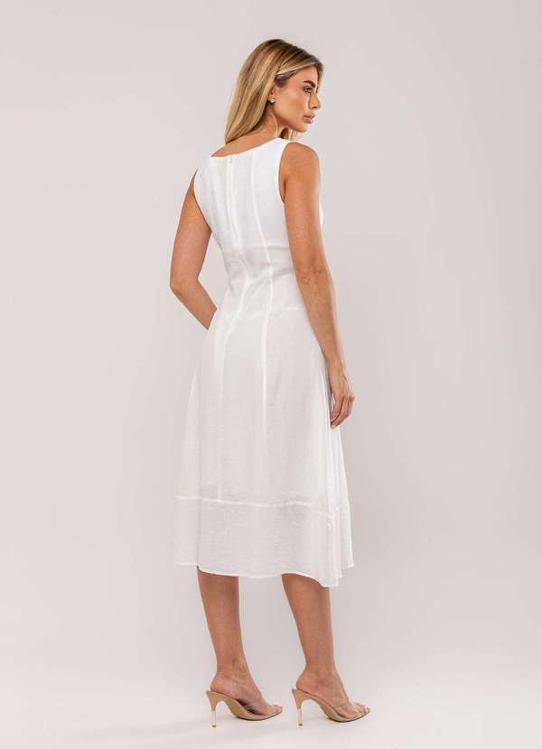 Salvatore Fashion - Vestido Midi Decote Reto e Alça Larga Branco 2