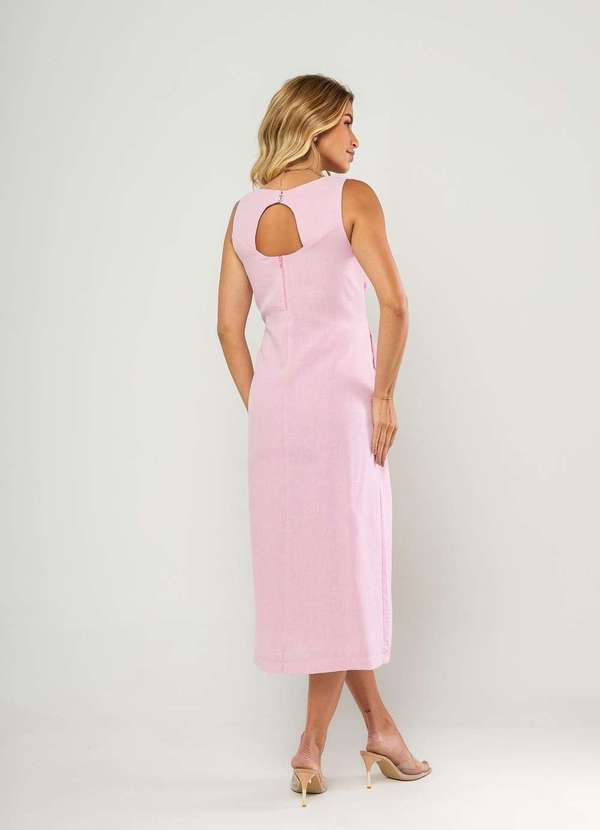 Salvatore Fashion - Vestido Midi Regata e Recorte Posterior Rosa 2