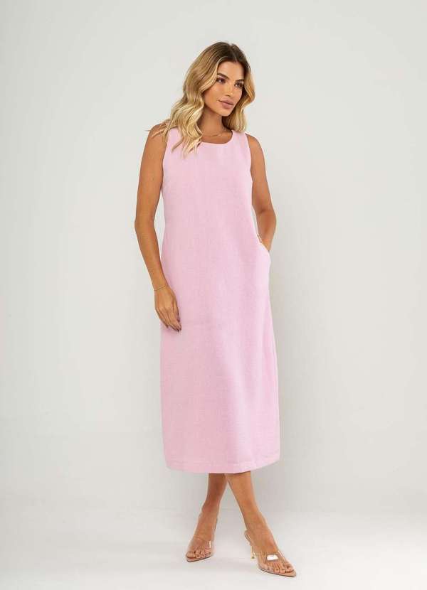 Salvatore Fashion - Vestido Midi Regata e Recorte Posterior Rosa 3