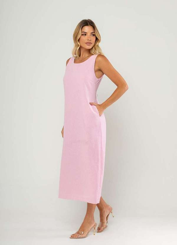 Salvatore Fashion - Vestido Midi Regata e Recorte Posterior Rosa 4