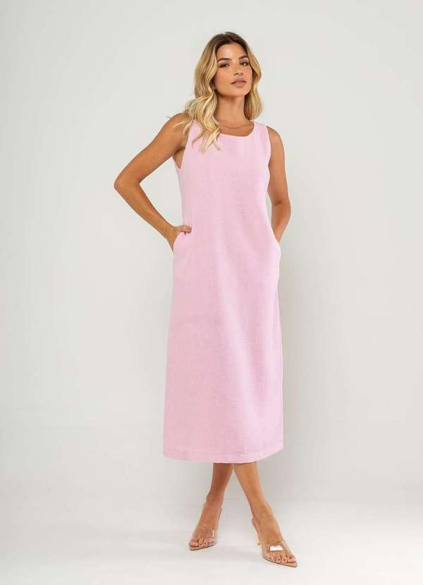 Salvatore Fashion - Vestido Midi Regata e Recorte Posterior Rosa 5