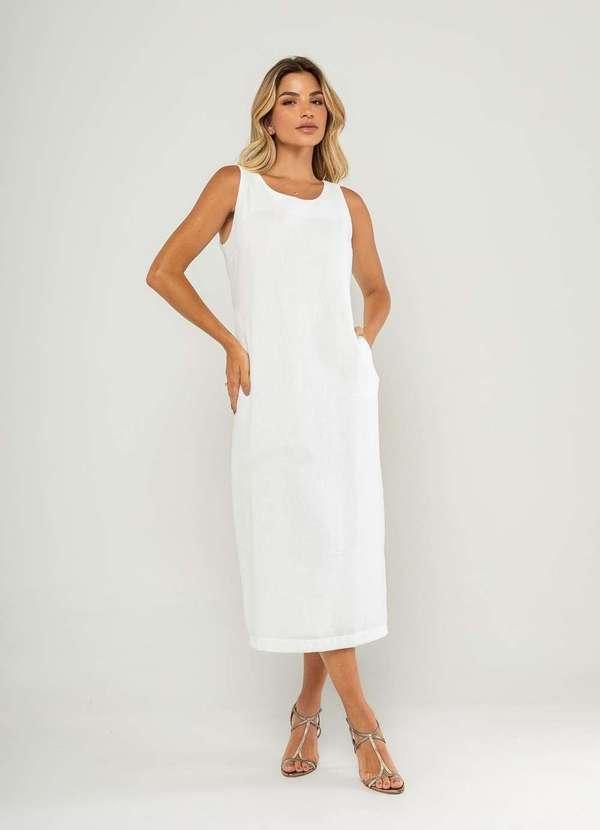 Salvatore Fashion - Vestido Midi Regata e Recorte Posterior Branco 4