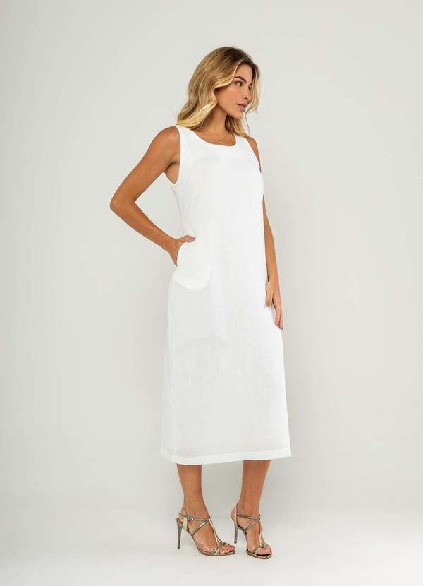 Salvatore Fashion - Vestido Midi Regata e Recorte Posterior Branco 6