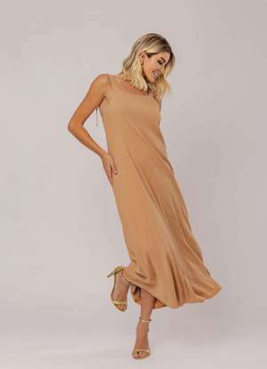 Salvatore Fashion - Vestido Midi Viscolinho Premium com Alças - SALVATORE FASHION