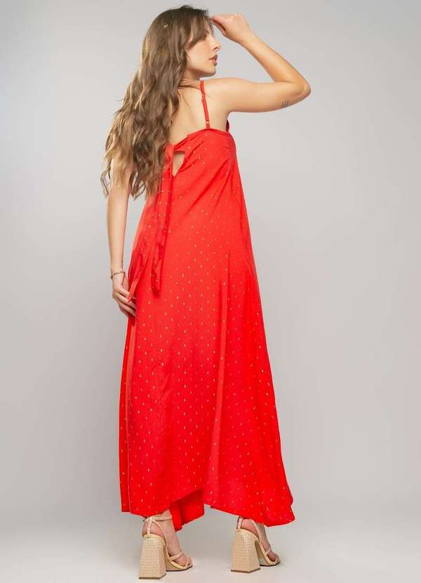 Salvatore Fashion - Vestido Midi Viscose com Lurex com Amarração  Fashion Vermelho 5