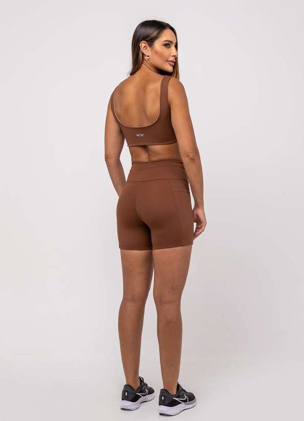 Salvatore Fashion - Bermuda Suplex Poliamida com Bolso Quadrado Marrom 3