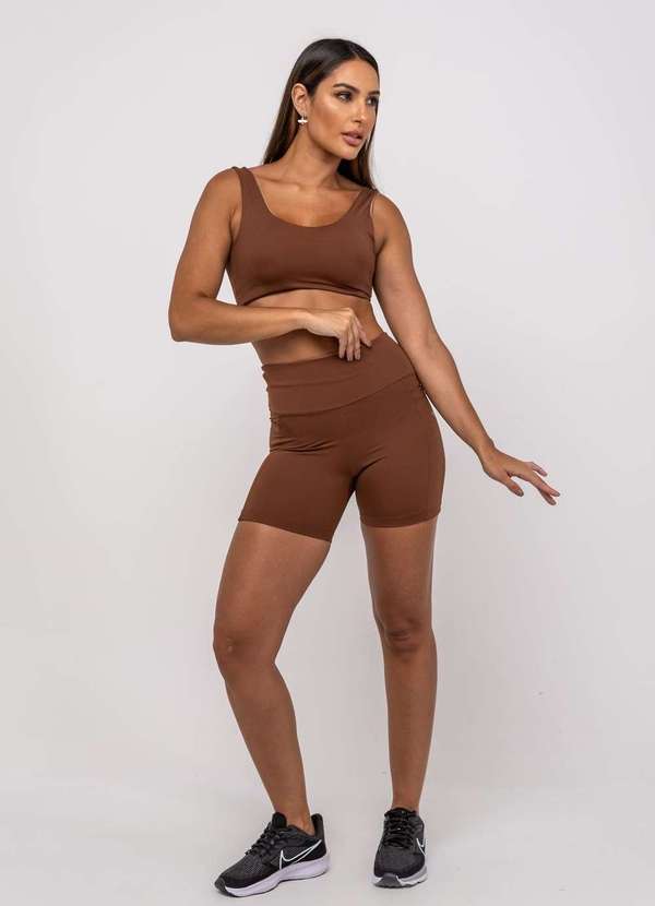 Salvatore Fashion - Bermuda Suplex Poliamida com Bolso Quadrado Marrom 4