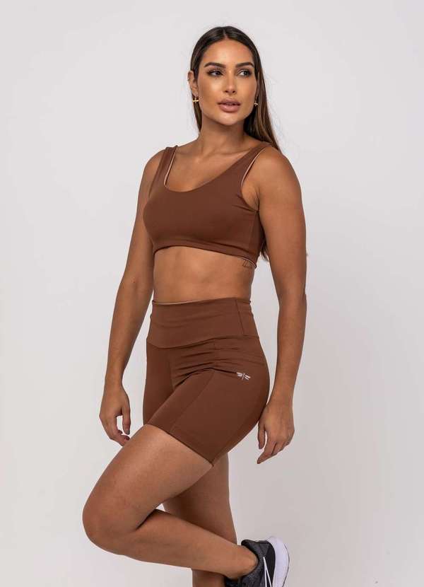 Salvatore Fashion - Bermuda Suplex Poliamida com Bolso Quadrado Marrom 7