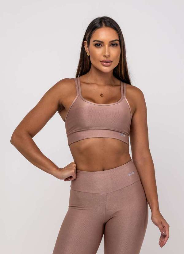 Salvatore Fashion - Calça Legging Suplex Canelada Brilho Básica Fashion Marrom 3