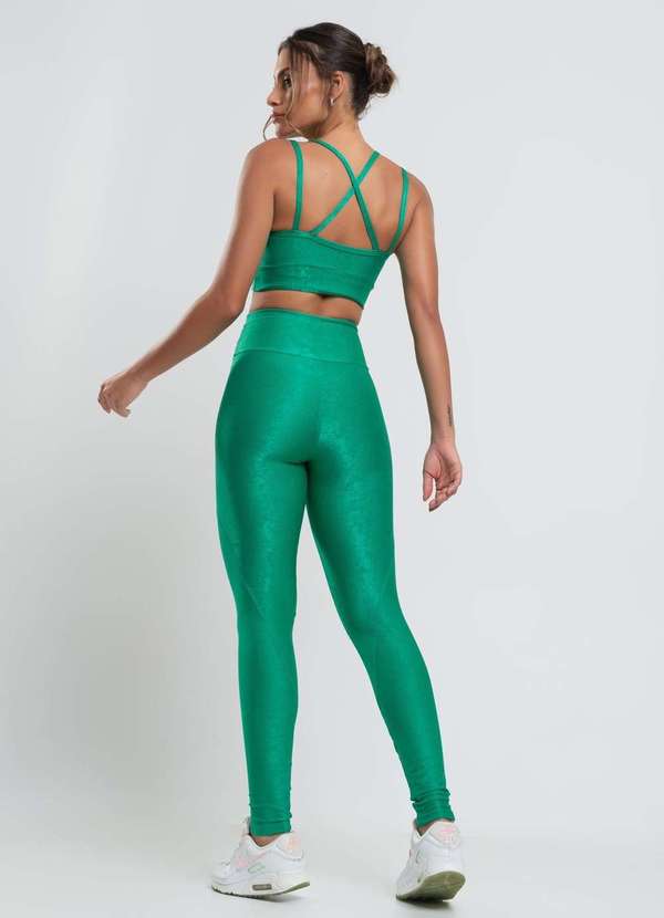 Salvatore Fashion - Calça Legging Suplex Canelada com Brilho e Recortes  Fashion Verde 5