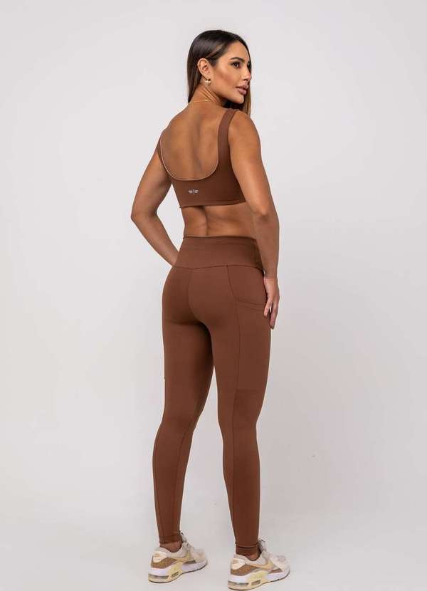 Salvatore Fashion - Calça Legging Suplex Poliamida com Bolso Quadrado Marrom 2