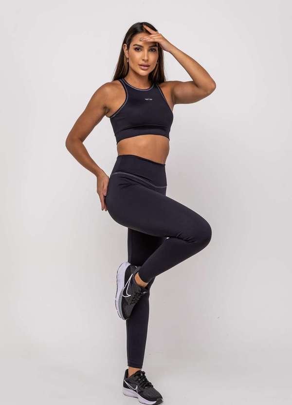 Salvatore Fashion - Calça Legging Suplex Poliamida com Costura Preto
