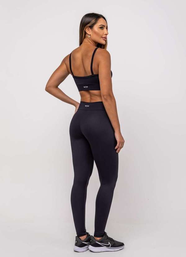 Salvatore Fashion - Calça Legging Suplex Poliamida Cós Assimétrico Preto 2
