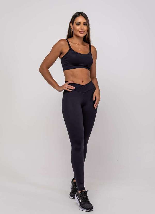 Salvatore Fashion - Calça Legging Suplex Poliamida Cós Assimétrico Preto 3