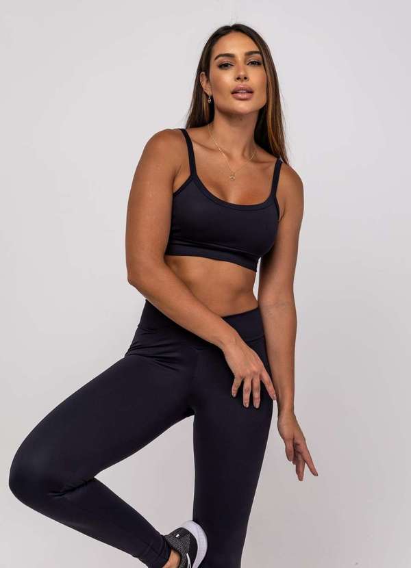 Salvatore Fashion - Calça Legging Suplex Poliamida Cós Assimétrico Preto 4