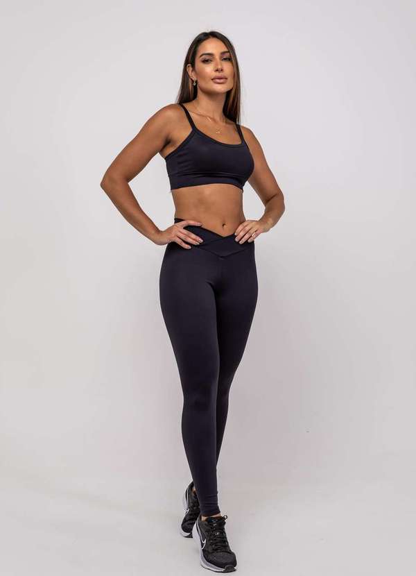Salvatore Fashion - Calça Legging Suplex Poliamida Cós Assimétrico Preto 5