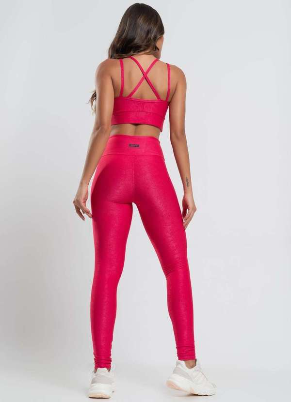 Salvatore Fashion - Calça Legging Suplex Canelada Brilho Básica Fashion Rosa 4