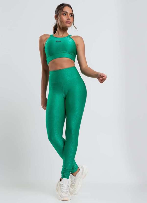 Salvatore Fashion - Calça Legging Suplex Canelada Brilho Básica  Fashion Verde 2