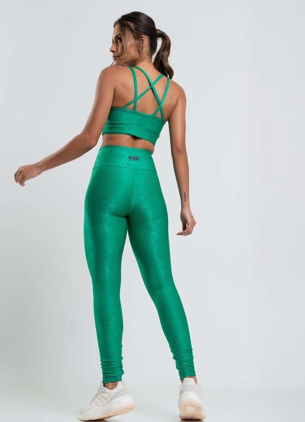 Salvatore Fashion - Calça Legging Suplex Canelada Brilho Básica  Fashion Verde 3