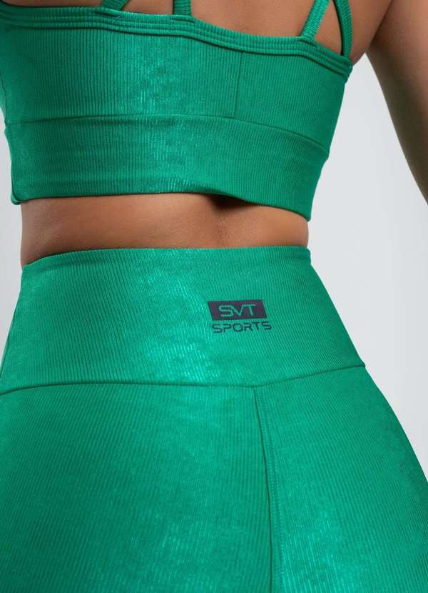 Salvatore Fashion - Calça Legging Suplex Canelada Brilho Básica  Fashion Verde 4