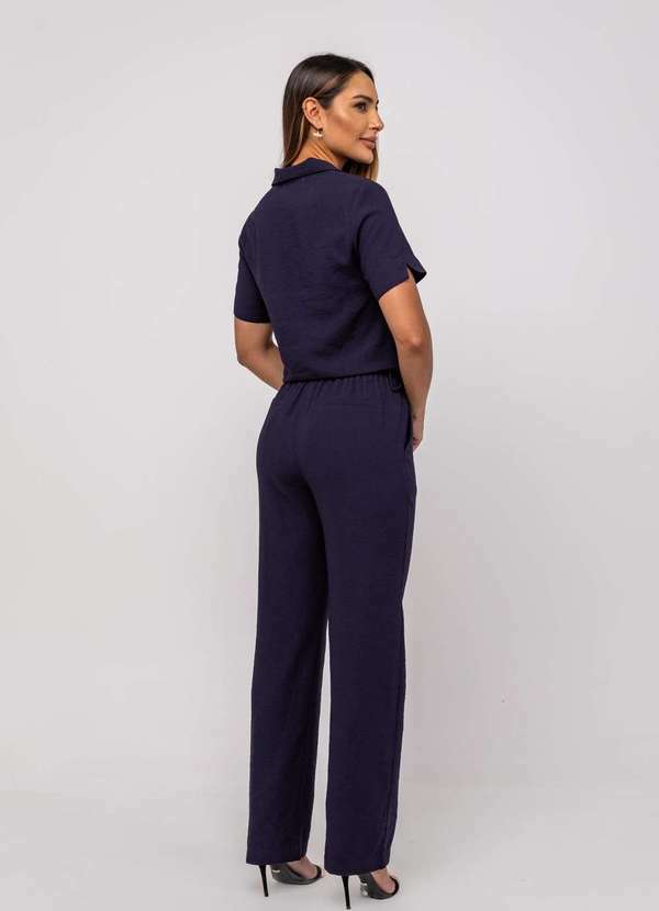 Salvatore Fashion - Conjunto de Alfaiataria Calça Reta e Camisa M/C Azul 5