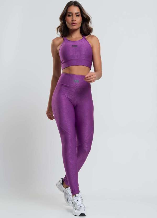 Salvatore Fashion - Top Suplex Canelado Brilho com Decote Alto e Tiras  Fashion Roxo 2