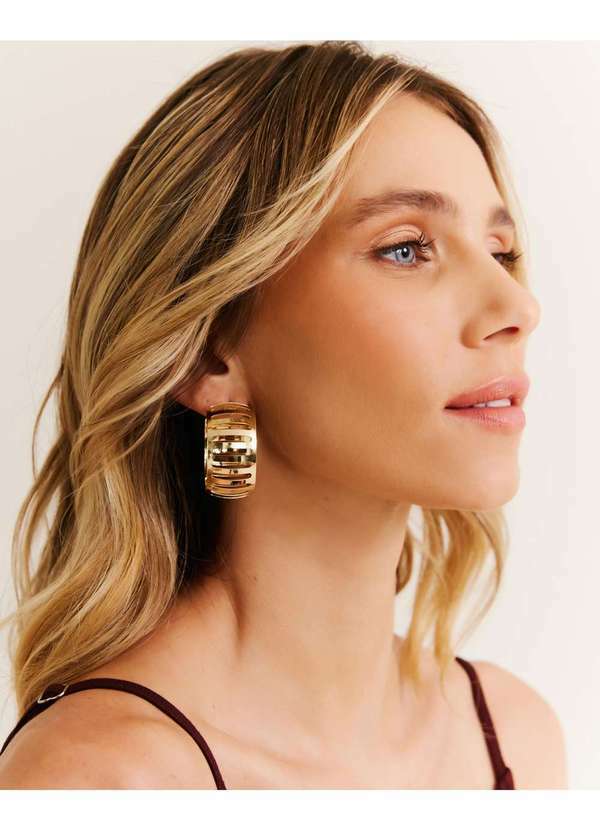 Zinzane - Brinco Argola Vazada - Dourado Dourado