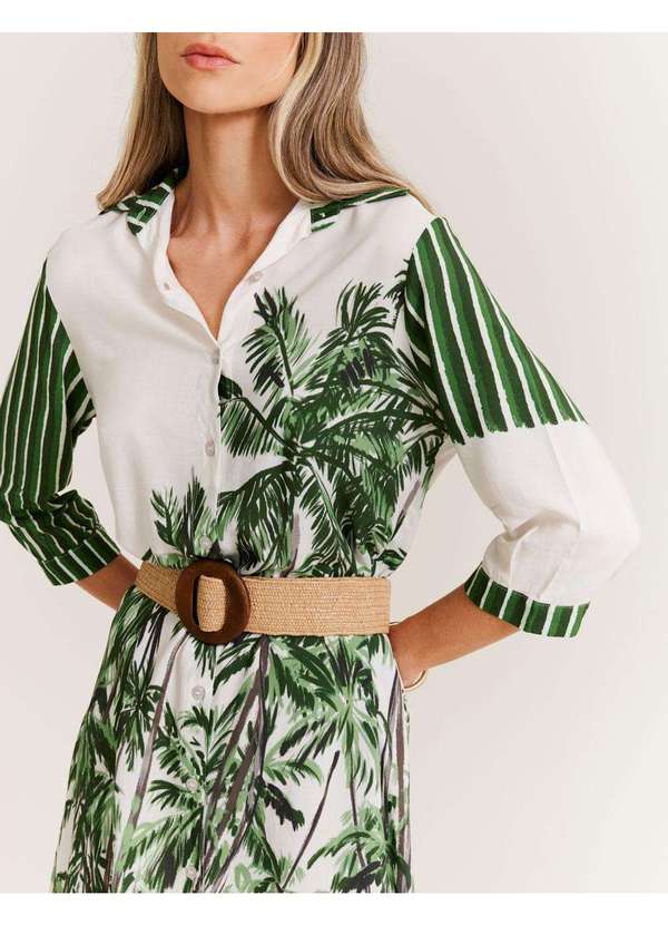 Zinzane - Cinto Elastico Palha Fivela Redonda - Bege Bege 3